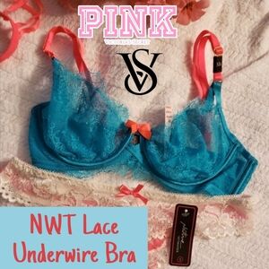 NWT PINK VICTORIA'S secret Bra 32c LACE Underwire